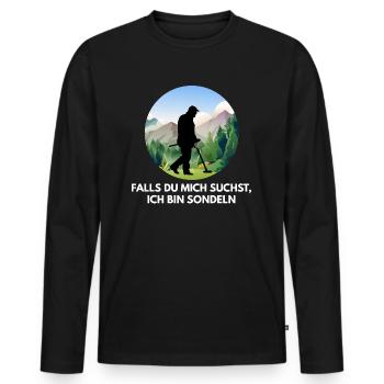 sondeln Sondengänger retro rund print schatzsuche - Männer Premium Bio Langarmshirt - Schwarz - Vorne - Nico (187cm)