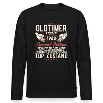 Oldtimer Baujahr 1962 Geburtstag Geschenk - Männer Premium Bio Langarmshirt - Schwarz - Vorne - Nico (187cm)