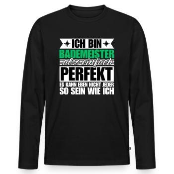 Perfekter Bademeister - Männer Premium Bio Langarmshirt - Schwarz - Vorne - Nico (187cm)
