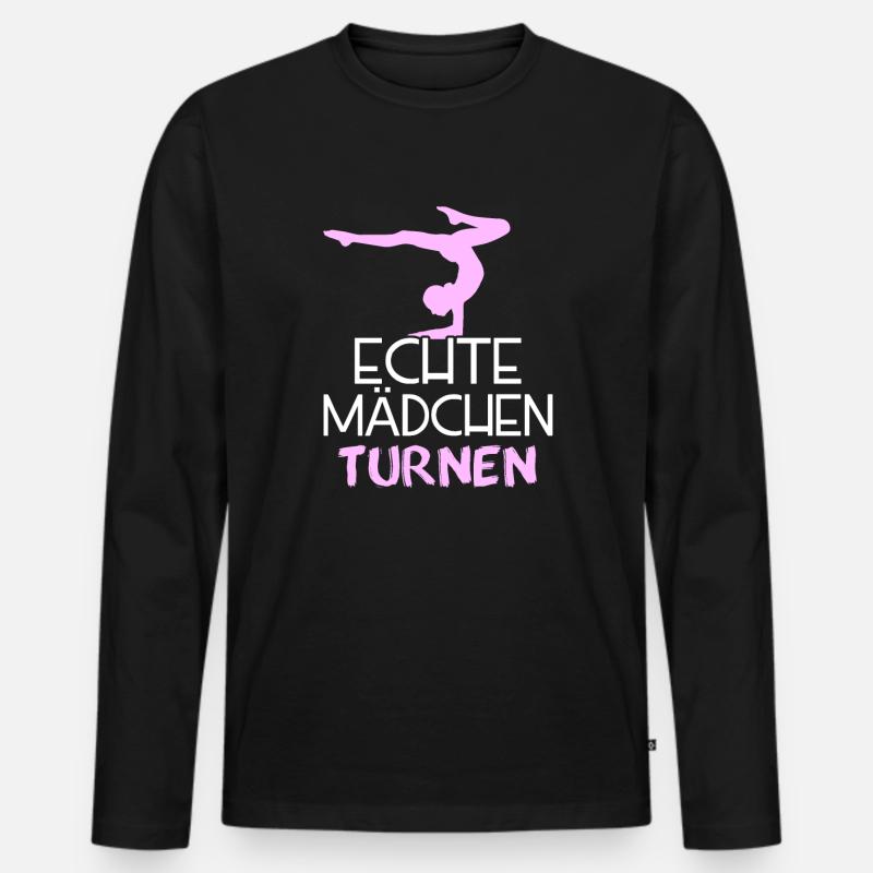 Echte Maedchen Turnen Geschenk - Männer Premium Bio Langarmshirt - Schwarz
