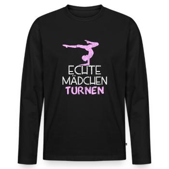 Echte Maedchen Turnen - Männer Premium Bio Langarmshirt - Schwarz - Vorne - Nico (187cm)