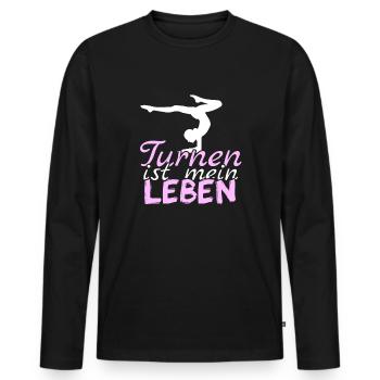 Turnen Liebe Geschenk - Männer Premium Bio Langarmshirt - Schwarz - Vorne - Nico (187cm)