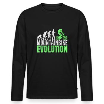 Mountainbike Evolution - Männer Premium Bio Langarmshirt - Schwarz - Vorne - Nico (187cm)