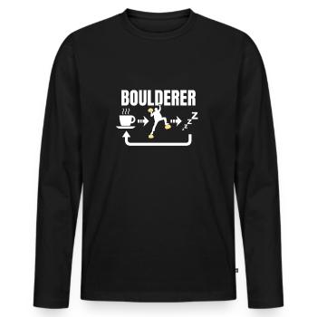 Bouldern - Männer Premium Bio Langarmshirt - Schwarz - Vorne - Nico (187cm)
