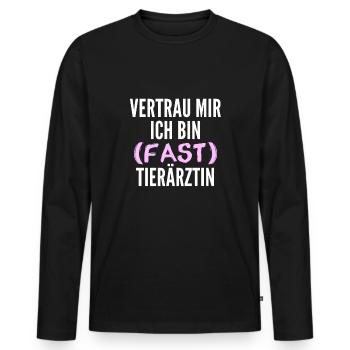 Fast Tierärztin - Männer Premium Bio Langarmshirt - Schwarz - Vorne - Nico (187cm)