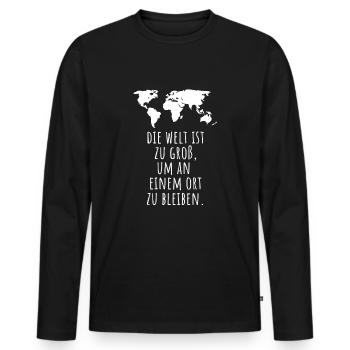 Reisen - Männer Premium Bio Langarmshirt - Schwarz - Vorne - Nico (187cm)