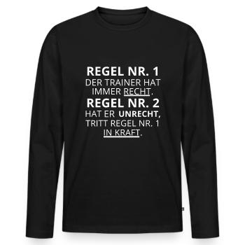Trainer Lustig Geschenk - Männer Premium Bio Langarmshirt - Schwarz - Vorne - Nico (187cm)