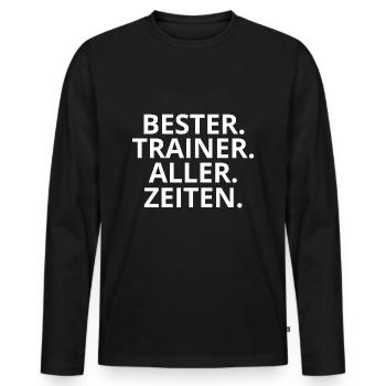 Bester Trainer aller Zeiten - Männer Premium Bio Langarmshirt - Schwarz - Vorne - Nico (187cm)