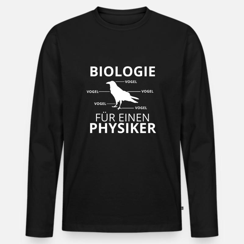 Physiker Vogel Lustig - Männer Premium Bio Langarmshirt - Schwarz
