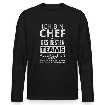 Chef Lustig Geschenk Team - Männer Premium Bio Langarmshirt - Schwarz - Vorne - Nico (187cm)