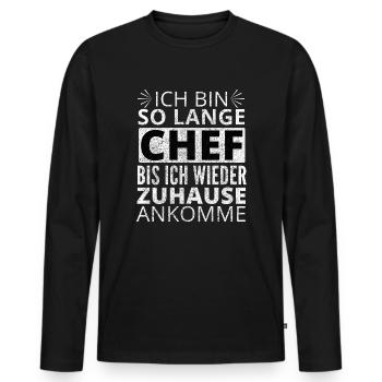 Chef Lustig Geschenk - Männer Premium Bio Langarmshirt - Schwarz - Vorne - Nico (187cm)