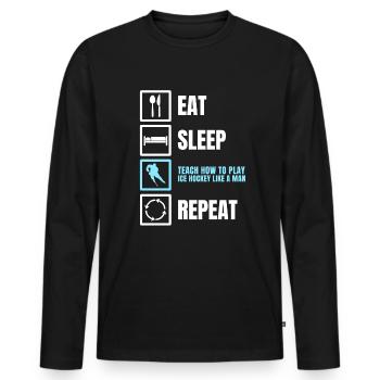Ice Hockey Funny Coach Coach Gift - Men's Premium Organic Long Sleeve Shirt - black - Front - Nico (187cm)