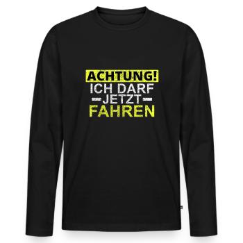 Passed driver's license - Men's Premium Organic Long Sleeve Shirt - black - Front - Nico (187cm)