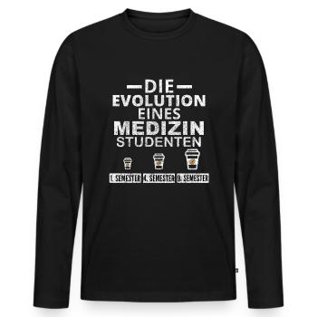 Medizin Student Kaffee Evolution Geschenk - Männer Premium Bio Langarmshirt - Schwarz - Vorne - Nico (187cm)