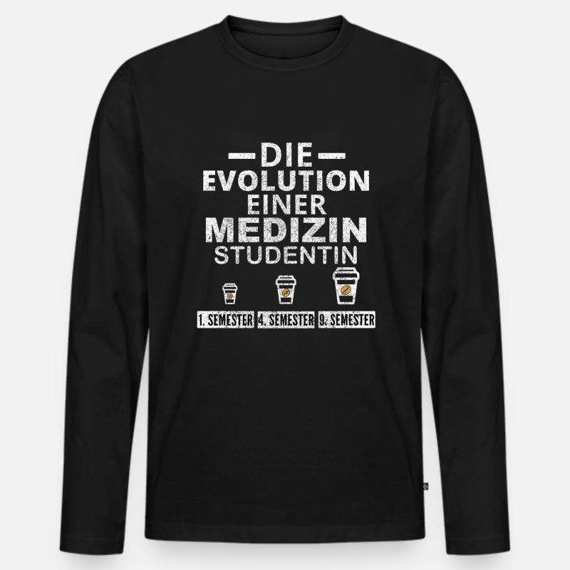 Medizin Studentin Kaffee Evolution Geschenk - Männer Premium Bio Langarmshirt - Schwarz