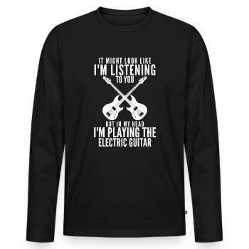 E Gitarre Gitarrist Band Musiker Elektro Gitarre - Männer Premium Bio Langarmshirt - Schwarz - Vorne - Nico (187cm)