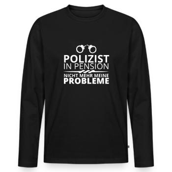 Policeman Pension Funny Saying Retirement Pension - Men's Premium Organic Long Sleeve Shirt - black - Front - Nico (187cm)
