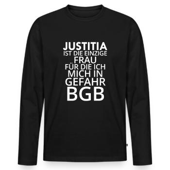 Jurastudium Jurastudent Anwalt Lustig Justitia - Männer Premium Bio Langarmshirt - Schwarz - Vorne - Nico (187cm)