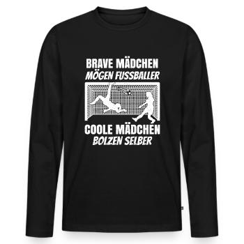 Frauenfussball Geschenk Fußballmannschaft - Männer Premium Bio Langarmshirt - Schwarz - Vorne - Nico (187cm)