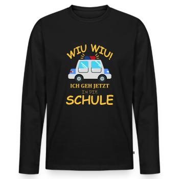 Einschulung Polizeiwagen Erstklässler Geschenkidee - Männer Premium Bio Langarmshirt - Schwarz - Vorne - Nico (187cm)