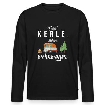 Camping Lustiger Spruch - Männer Premium Bio Langarmshirt - Schwarz - Vorne - Nico (187cm)