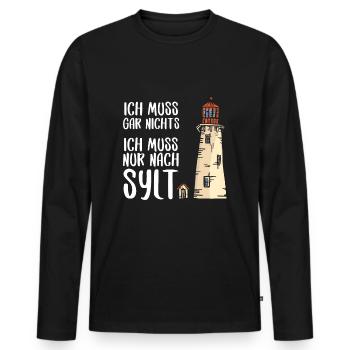 Insel Sylt Urlaub Geschenkidee - Männer Premium Bio Langarmshirt - Schwarz - Vorne - Nico (187cm)