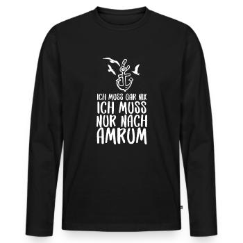 Insel Amrum Urlaub Ferien Geschenk - Männer Premium Bio Langarmshirt - Schwarz - Vorne - Nico (187cm)