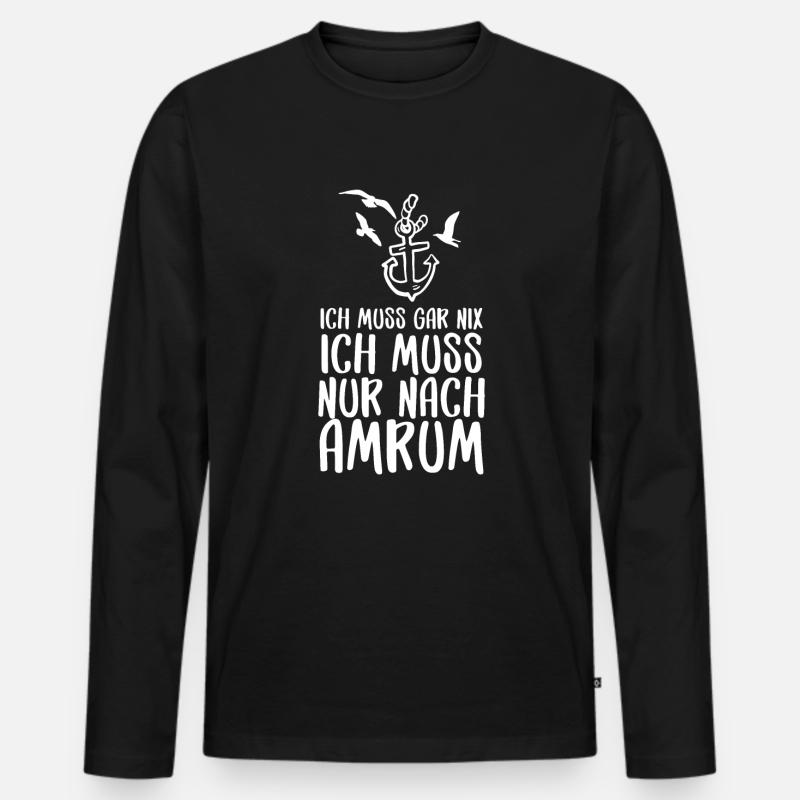 Insel Amrum Urlaub Ferien Geschenk - Männer Premium Bio Langarmshirt - Schwarz