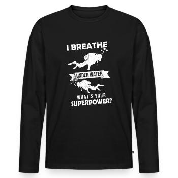 Diver Funny gift idea scuba diving - Men's Premium Organic Long Sleeve Shirt - black - Front - Nico (187cm)