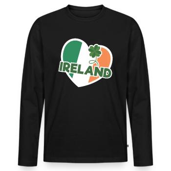 I Love Ireland Flag Graphique - T-shirt manches longues Premium bio Homme - noir - Devant - Nico (187cm)