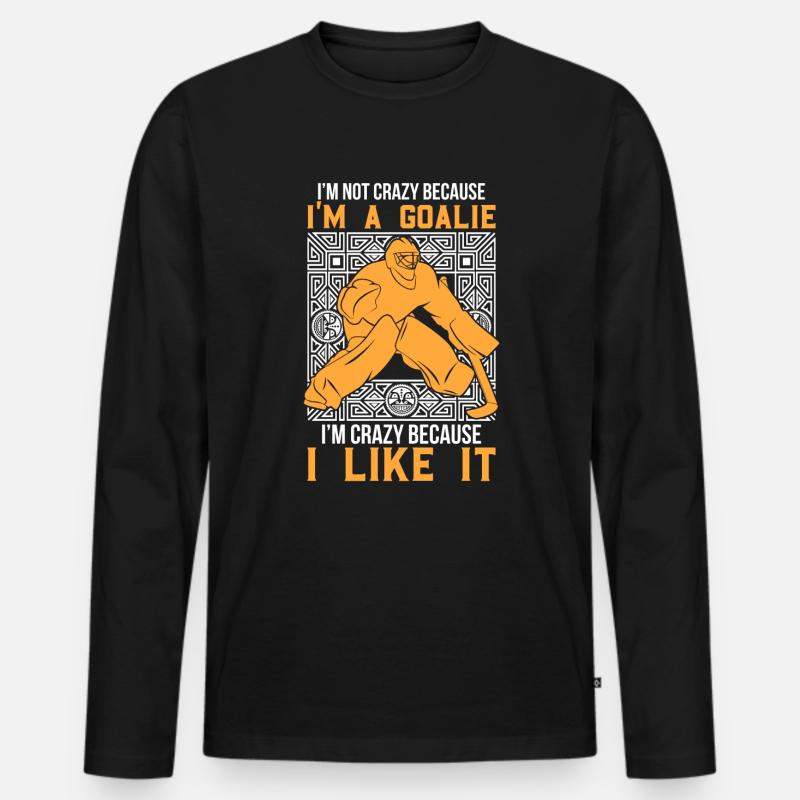 Hockey-Torwart Torwartgeschenk - Männer Premium Bio Langarmshirt - Schwarz