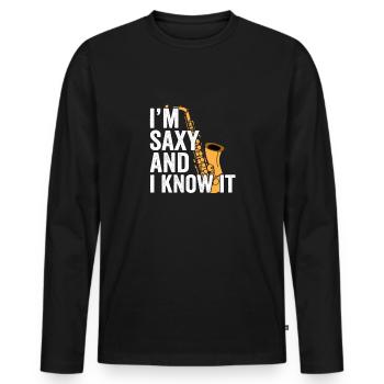 Saxophonist Geschenkidee - Männer Premium Bio Langarmshirt - Schwarz - Vorne - Nico (187cm)