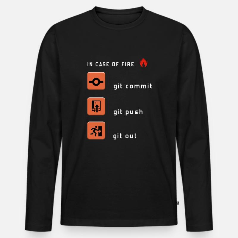 Git Commit Git Push Git Out - Men's Premium Organic Long Sleeve Shirt - black