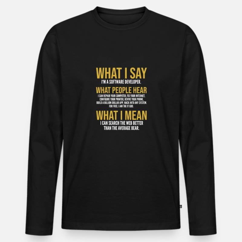 Software developer - Men's Premium Organic Long Sleeve Shirt - black