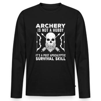 Idée cadeau pour les archers - T-shirt manches longues Premium bio Homme - noir - Devant - Nico (187cm)
