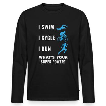 Triathlet - Männer Premium Bio Langarmshirt - Schwarz - Vorne - Nico (187cm)