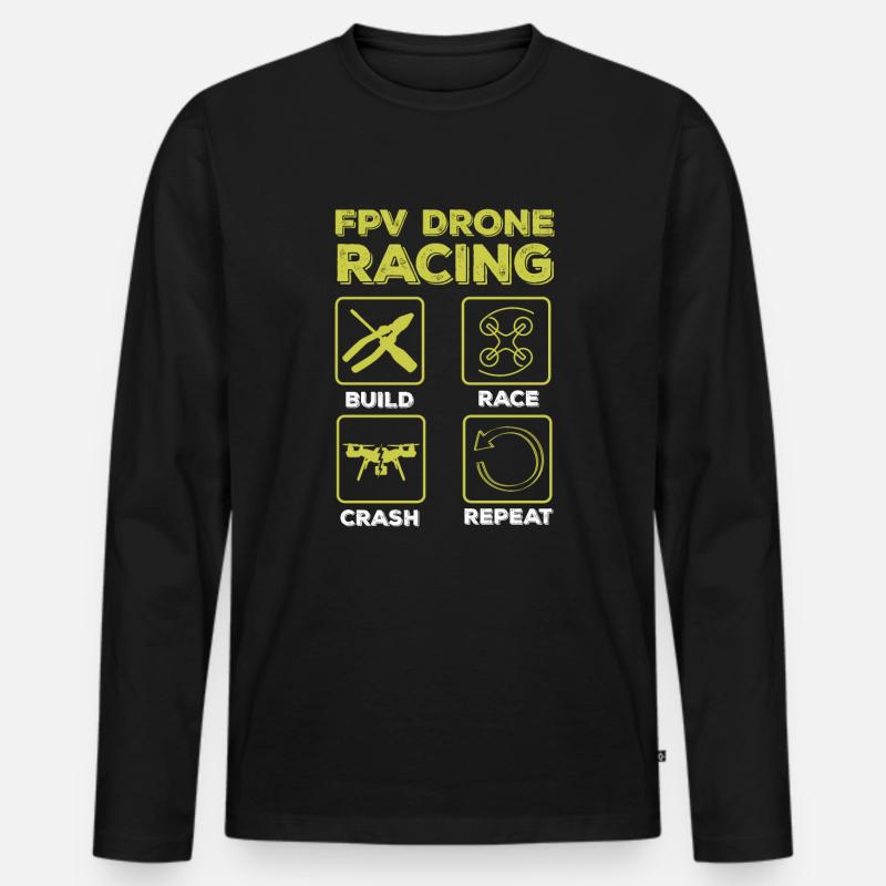 FPV-Drohnen-Pilot - Männer Premium Bio Langarmshirt - Schwarz