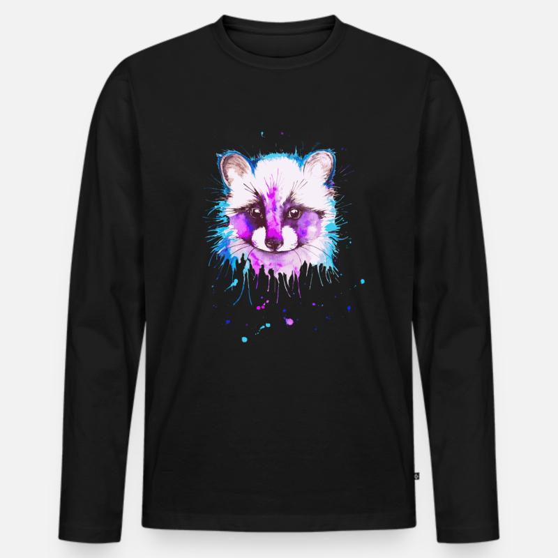 Waschbär - Männer Premium Bio Langarmshirt - Schwarz