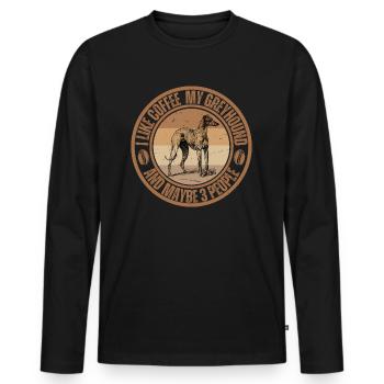 Greyhound Café Chien Café - T-shirt manches longues Premium bio Homme - noir - Devant - Nico (187cm)