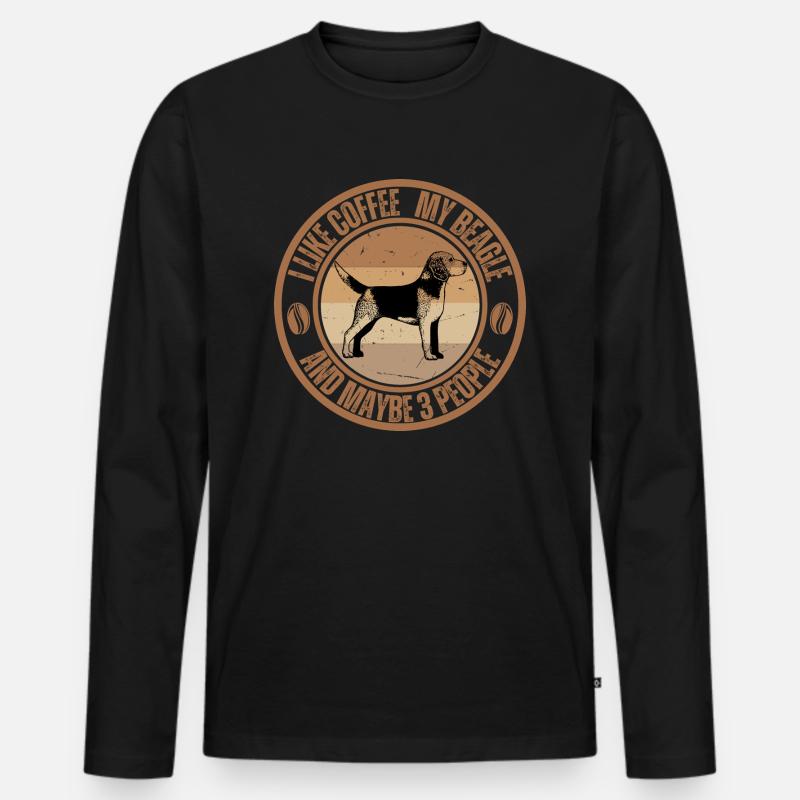 Beagle Kaffee Hund Cafe - Männer Premium Bio Langarmshirt - Schwarz