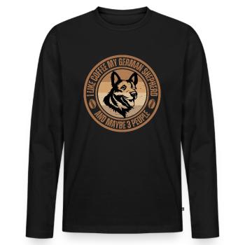 German Shepherd Coffee Dog Cafe - Men's Premium Organic Long Sleeve Shirt - black - Front - Nico (187cm)