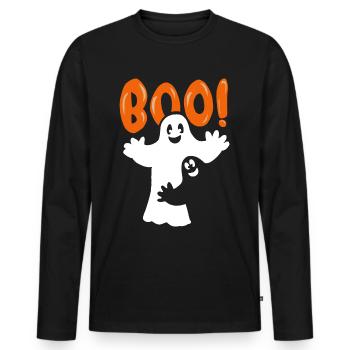 Boo - Halloween Ghost - Halloween Ghosts - Men's Premium Organic Long Sleeve Shirt - black - Front - Nico (187cm)