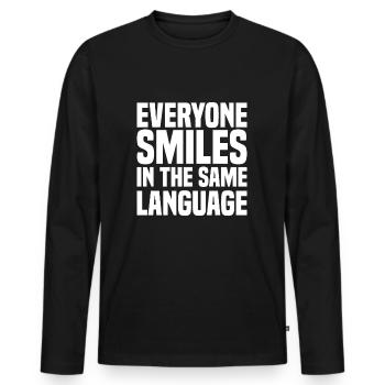 Everyone Smiles In The Same Language - Männer Premium Bio Langarmshirt - Schwarz - Vorne - Nico (187cm)