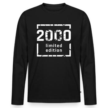 2000 édition limitée 23e anniversaire - T-shirt manches longues Premium bio Homme - noir - Devant - Nico (187cm)