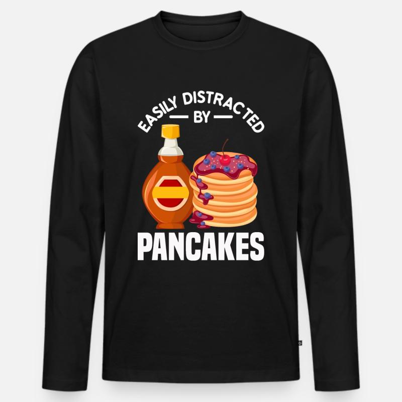 Pancakes - Männer Premium Bio Langarmshirt - Schwarz
