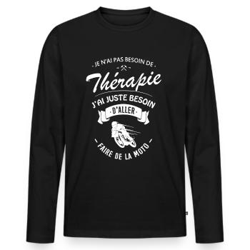 T-shirt Moto Thérapie - Faire de la Moto - T-shirt manches longues Premium bio Homme - noir - Devant - Nico (187cm)