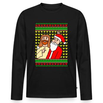 Jesus Santa Friends Xmas - T-shirt manches longues Premium bio Homme - noir - Devant - Nico (187cm)