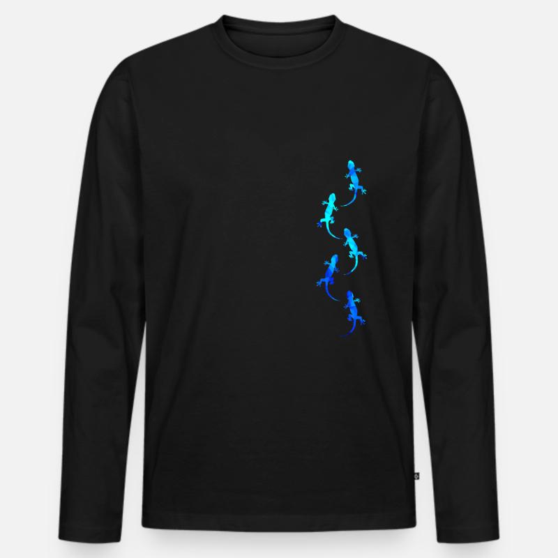 Geckos - Männer Premium Bio Langarmshirt - Schwarz