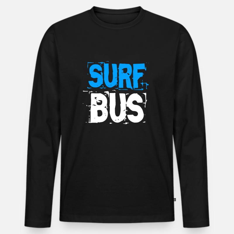 Surf Bus - Männer Premium Bio Langarmshirt - Schwarz