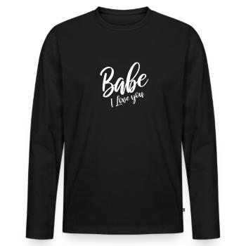 Babe i love you - T-shirt manches longues Premium bio Homme - noir - Devant - Nico (187cm)